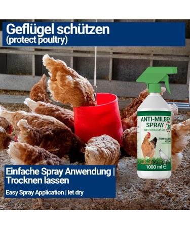 1000ml Mite Spray for Poultry | Chicken & Bird Parasite Control - Immediate & Long-Term Protection (3x 1000ml) - Buy Online on GoSupps.com