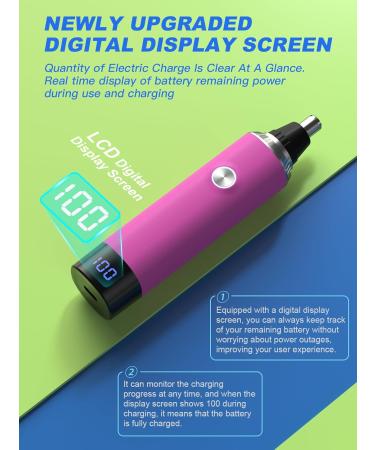 Nose Hair Trimmer for Women and Men Rechargeable Nose Hair Trimmer with LED Display 2 IN 1 Painless Multifunctional Ear and Nose Trimmer with IPX7 Waterproof Dual Edge Blades-Magenta - Buy Online on GoSupps.com