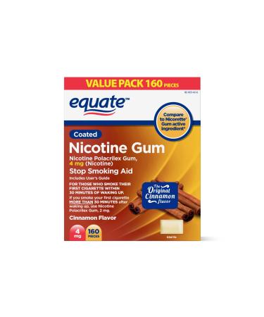 Equate - Nicotine Gum 4 mg Coated Cinnamon Rush Flavor 160 Pieces