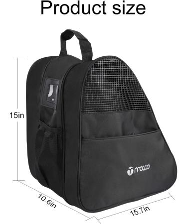 Getfitsoo Roller Skate Bag | Ice Skates Bag | Breathable 3-Layer Inline Skate Bag with Adjustable Shoulder Strap and Zipper Pocket - Black - Buy Online on GoSupps.com