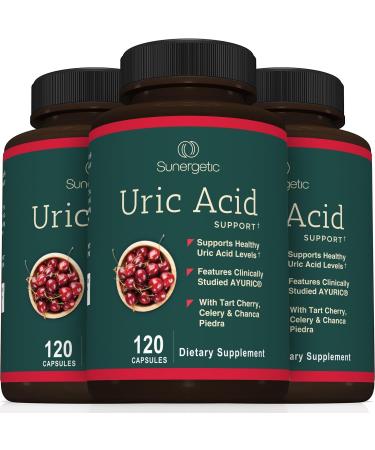 Sunergetic Premium Uric Acid Support Supplement Uric Acid Cleanse & Kidney Support Includes Tart Cherry Chanca Piedra Celery Extract & Turmeric - 120 Capsules 120 Count (Pack of 1) - Buy Online on GoSupps.com
