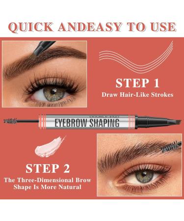  ACAREY Eyebrow Pencil & Eyebrow Gel 2 in 1 with 4 Teeth Micro Fork Tip Applicator Clear Gel for Strong Eyebrows Produces Natural 3D Eyebrows (02# Dark Brown) - Buy Online on GoSupps.com