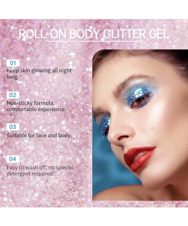  Utapossin Roll-on Body Glitter Gel Multi-purpose Glitter Gel for Makeup on Body Face Hair and Eyes Body Shine for Concerts Festivals Rave Parties (White) - Buy Online on GoSupps.com