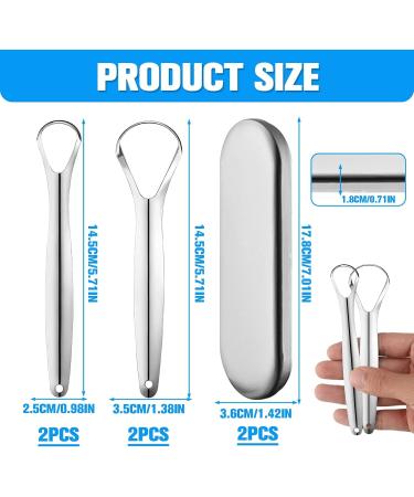 4 Stainless Steel Tongue Scrapers for Adults & Children | Metal Tongue Cleaner with 2 Cases | Enhance Oral Hygiene & Freshen Breath - Buy Online on GoSupps.com