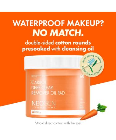 Buy DERMALOGY by NEOGENLAB Carrot Deep Clear Remover Oil Pad - 60 Cotton Pads for Sensitive Skin Alcohol-Free Makeup Remover Waterproof Makeup & Impurities International Shipping Available - Buy Online on GoSupps.com