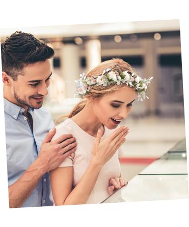 Holibanna Wreath Flower Hair Band Photo Props Headpiece for Women Retro Leaves Women Floral Boho Wedding Decor Garland Wedding Headdress Headband Fabric Travel European and American White One Size White - Buy Online on GoSupps.com