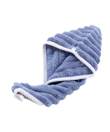 Hair Drying Cap - Dry Hair Hat Woman | Soft Coral Fleece Fast Absorption Towel Cap for Hair | Adjustable Shower Cap with Button Hair Drying Supplies for Women Men Boys Girls Blue
