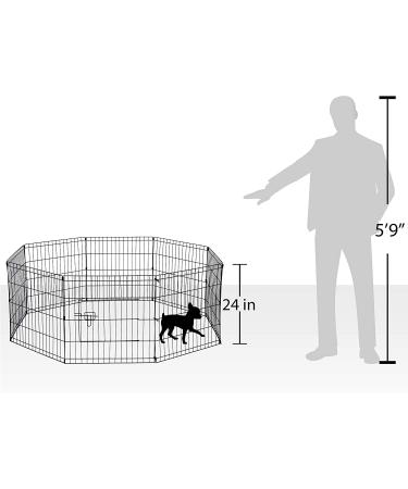 Dog Exercise Pen 8-Panel 24 Inch - Metal Wire Puppy Playpen for Outdoor Yard - Foldable Pet Playpen with Door - Buy Online on GoSupps.com