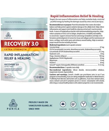 PURICA - Recovery 3.0 Extra Strength - Rapid Inflammation Relief & Healing - 30 Count (Pack of 1) - Buy Online on GoSupps.com