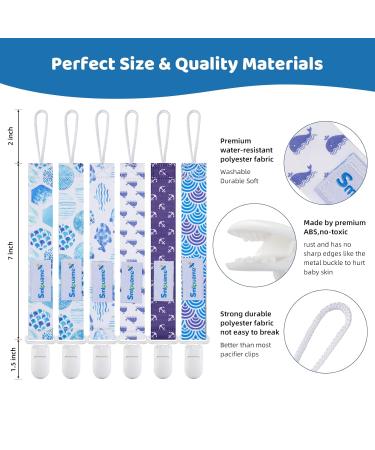 Smlpuame Baby Pacifier Chain for Boys - 6 BPA-Free Fabric Clips | Perfect for Pacifiers & Teething Toys | Ideal Birth Gift | Ocean Theme - Buy Online on GoSupps.com