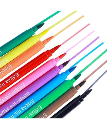 Edible Markers - 10 Colors Rainbow Dust Edible Markers Double Head Available Fine and Thick Tip Food Grade Gourmet Writers for Fondant Cakes Tosier - Buy Online on GoSupps.com
