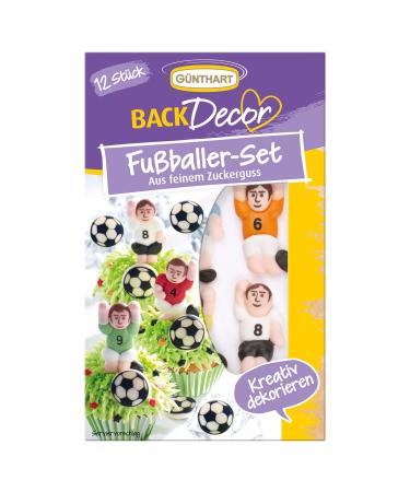 G nthart Backdecor 12 sugar footballer and footballs Suitable for football events and birthdays on football as an edible cake decoration 1 Pack (21 gr)