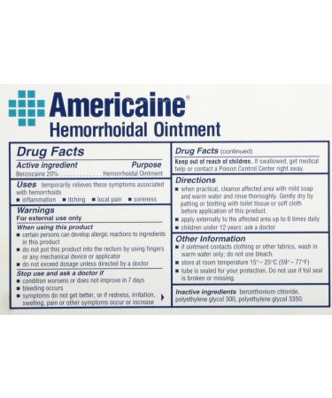 Americaine Hemorrhoidal Ointment 20% Benzocaine 1 oz - Maximum Strength Relief - Buy Online on GoSupps.com