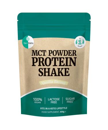 Go-Keto MCT Vegan Protein Shake Vanilla Powder 400g | TCM Coconut Oil Keto Diet | Vegan Pea & Rice Protein Best Amino Acid Profile | Sugar & Lactose Free