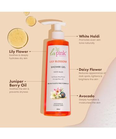 Lily Blossom Shower Gel | Soothing White Haldi & Flower Extracts | 100% Microplastic Free | Calming Skin | 250 ML - International Shipping Available - Buy Online on GoSupps.com