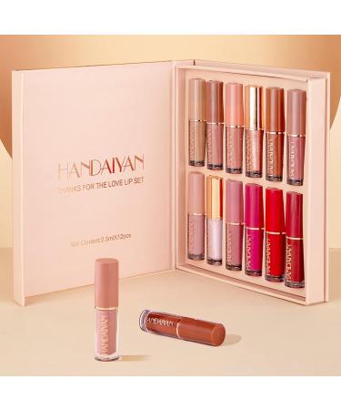 Zhiaek 12-Piece Matte Liquid Lipstick Set - Waterproof Long-Lasting Nude Gloss Gifts - Buy Online on GoSupps.com