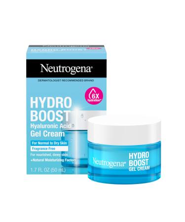 Neutrogena Hydro Boost Gel Cream with Hyaluronic Acid Lightweight Facial Moisturizer for Normal to Dry Skin Hydrating & Non-Comedogenic Face Cream for Dewy Plump Skin Fragrance Free 1.7 fl. oz