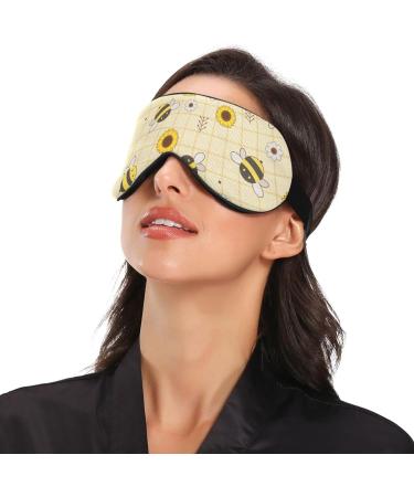 Haskirky Light Blocking Eye Mask | Breathable & Adjustable for Men and Women | Ideal for Travel, Yoga, Meditation, Office, and Deep Sleep | Sunflowers Plaid Design - Buy Online on GoSupps.com