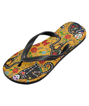 Shop Mnsruu XXL Flip-Flops with Red Roses Cat & Skull Design Perfect for Home Hotel Spa & Travel | Unisex Comfort - Buy Online on GoSupps.com