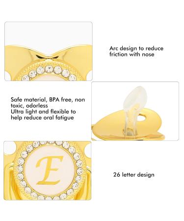 Golden Baby Pacifier - Curved Design 26 Letters Safe Materials Healthy Bling with Clips for 6-18 Months - Buy Online on GoSupps.com