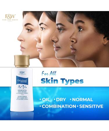 FAIR & WHITE Original Glutathione Dark Spot Serum - 1 fl oz / 30ml - Skin Brightening Serum Helps to Reduce Skin Pigmentation - Skin Brightening Serum for Face & Body - with Glutathione & Vitamin C - Buy Online on GoSupps.com