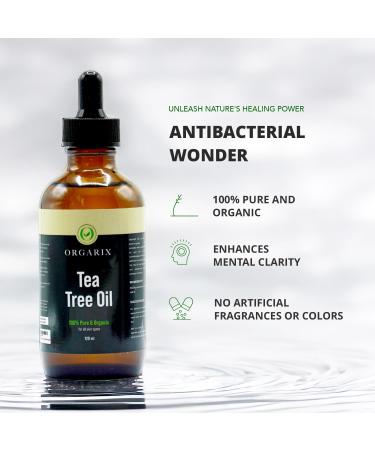 ORGARIX Tea Tree Oil 120ml for Skin and Acne Pure Therapeutic Grade Tea Tree Essential Oil for Aromatherapy Anti-Fungal & Antiseptic Oil for Nail Fungus & Piercing ORG 2 120 ml (Pack of 1) - Buy Online on GoSupps.com