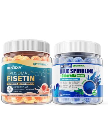 Nextdia Liposomal Fisetin 200mg Liquid Gummies + Organic Blue Spirulina Gummies