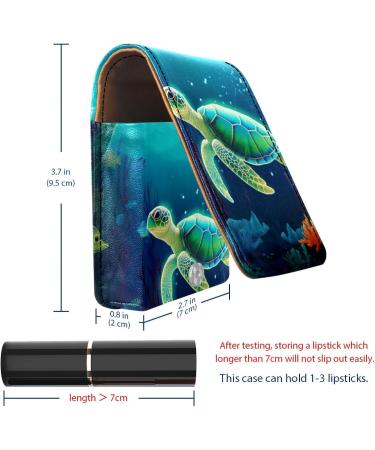 Travel Lipstick Organizer Case - Portable Makeup Bag with Mirror & Jellyfish Turtle Design - Buy Online on GoSupps.com