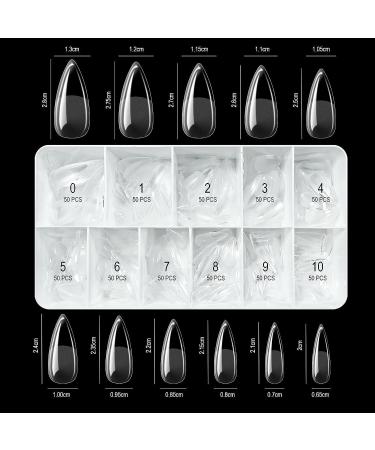 Freeorr 550 Pcs Soft Gel Full Cover Nail Tips Set with 2 Nail Files and Cuticle Pusher - Clear Acrylic Full Cover Fake Nails Kit in Box - Short Stiletto Press On Nails for Soak Off Extensions - Buy Online on GoSupps.com