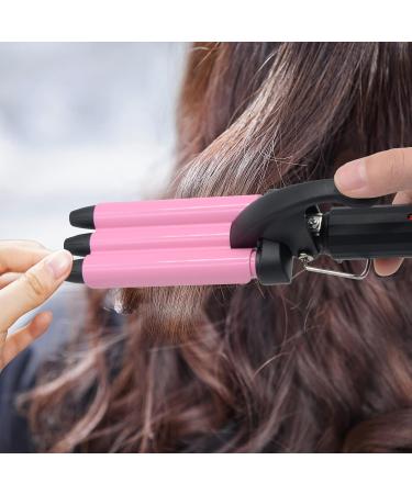 Mini 3 Barrel Curling Iron - 1/2 Inch Beach Waves Wand for Travel | Dual Voltage Ceramic Tourmaline Crimper - Pink - Lightweight & Easy to Use - Buy Online on GoSupps.com