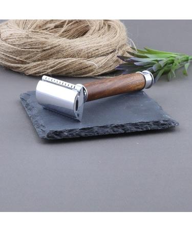 Personalized Wooden Razor Set for Men - Custom Engraved Shaving Razor & Brush Stand - Buy Online on GoSupps.com