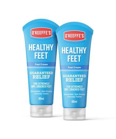 O'Keeffe's Healthy Feet Extremely Dry Cracked Foot Cream 60ml - 2 Pack - Instantly Increases Moisture Levels, Creates a Protective Layer and Prevents Moisture Loss