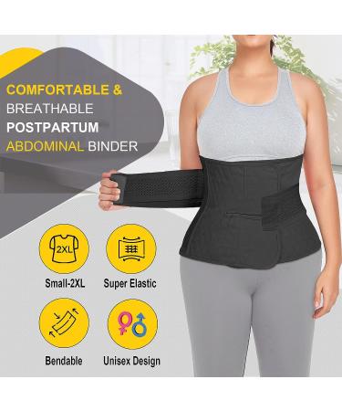 QEESMEI Postpartum Belly Band Abdominal Binder C-Section Recovery Wrap Girdle - Black (S/M) - Buy Online on GoSupps.com