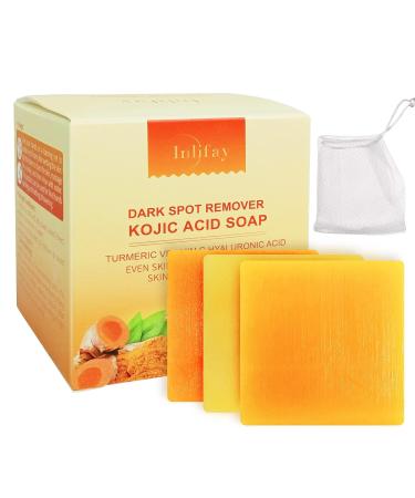 Inlifay Kojic Acid Soap with Vitamin C, E, Retinol - Dark Spot Remover for Body & Face - 50g (3 Pack) - Buy Online on GoSupps.com