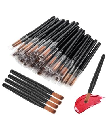 50Pcs/Set Lip Brushes, Disposable Lip Brush Lip Gloss Makeup Brush, Lipstick Gloss Wands Applicator Cosmetic Tool Kits(Black)
