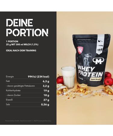 Buy 1kg Mammut Whey Protein - Apple Strudel Flavor | Includes Free Shaker Bar & Powderbank | International Shipping - Buy Online on GoSupps.com