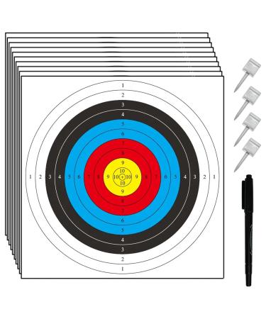 Archery Targets Paper for Backyard,Bow Arrow Targets for Hunting & Archery Targets,Target Practice Accessories(30pcs Standard Archery,10 Rings,16x16 in)