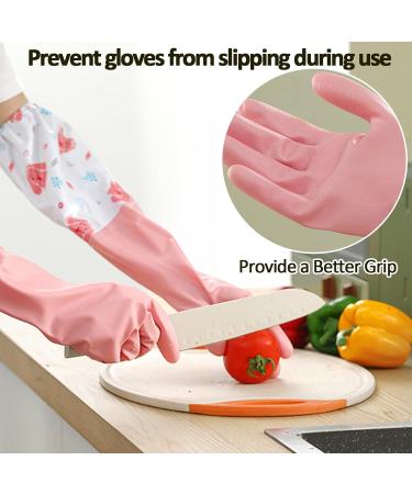 Xiacibdus Latex-Free Rubber Household Gloves - Long Cotton Lined 3 Pairs for Dishwashing & Cleaning (Medium Size) - Buy Online on GoSupps.com