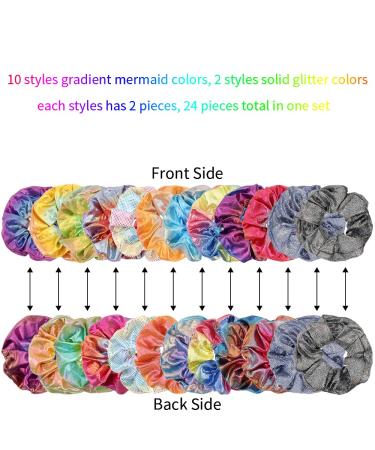 24 Shiny Metallic Hair Scrunchies for Girls and Women - Colorful Set | Ponytail Holders and Elastic Hair Ties Accessories by FASOTY - Buy Online on GoSupps.com