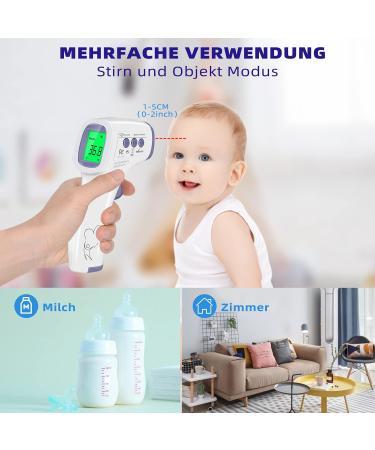 Buy Contactless Infrared Thermometer for Baby Adult & Children - Precise Fever Readings Alarm & 50 Memory Function - Digital LCD Display - White & Purple - Buy Online on GoSupps.com