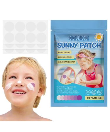 24 Pcs UV Stickers for Sunscreen Sun Cream Stickers to Reapply Waterproof UV Detection Stickers UV Detection Reminder UV Patch for Kids Changes Color When Time To Reapply Sunscreen Facial Sunscreens