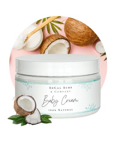 SoCal Suds & Company - Natural & Organic Baby Cream - Gentle Moisturizing for Sensitive Tender Infant Skin Nourishing Hydration with Aloe & Coconut Delicate Newborn Skincare - Unscented 4oz Unscented 4 Ounce (Pack of 1)