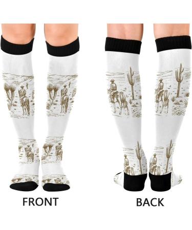 Haskirky High Elasticity Compression Socks - Desert Cowboy Inspired Knee-High Socks for Adult Leisure, Fatigue Relief, and Running - 1 Pair - Buy Online on GoSupps.com