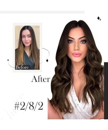 Vivien Clip-In Extensions | Real Remy Hair | Darkest Brown to Light Brown #2/8/2 | 30cm 80g 7PCS | 12 Inch Hair Extensions - Buy Online on GoSupps.com