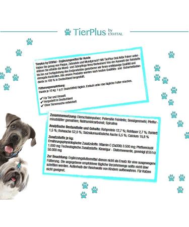 Exvital TierPlus Dental Care Powder for Dogs - 175g for Tartar Bad Breath & Plaque Removal | Natural Oral Care - Buy Online on GoSupps.com