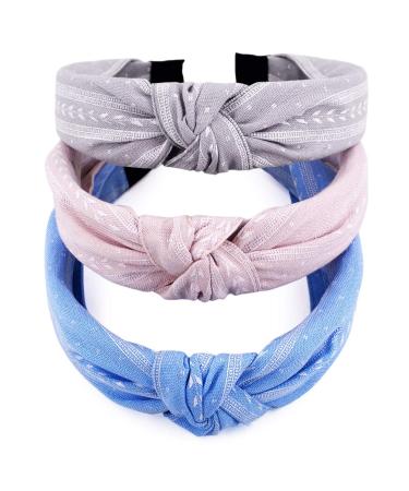 STHUAHE 3PCS Women and Girls Wide Stripes Double Strip Leaves Cross Knot Handmade Hair Hoop Hairband Headband Hair Accessories by Beauty hair (3 Color)