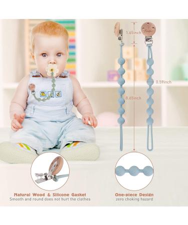 Pacifier Clips for Baby Boys and Girls - 100% Food Grade Silicone Wooden Design - Apricot+Powder Rose Round Paci Clip Holder for Shower Birthday Gift - Buy Online on GoSupps.com