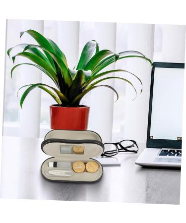 Buy Buguuyo Double Usage Glasses Case - Leather & Wood Grain Travel Bag for Glasses & Contact Lenses | 15.8x7.4cm - Buy Online on GoSupps.com