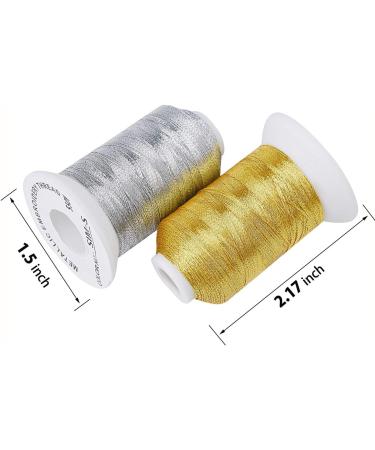 Simthread Metallic Embroidery Machine Thread - 6 Spools (3 Gold + 3 Silver) 500M - Ideal for Embroidery and Decorative Sewing - Buy Online on GoSupps.com