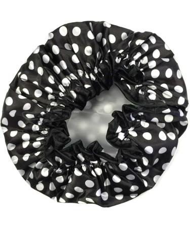 Wrapables Trendy Satin Shower Cap - Black and White Dots | Stylish Bath Cap - Buy Online on GoSupps.com